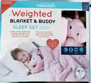 Therapedic 6 Lb. Kids Weighted Blanket 40"x50" W/Plush Toy (NEW in BOX) - Picture 1 of 2