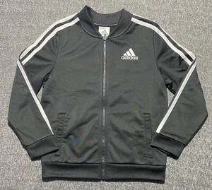 Adidas Training Jacket Black White Stripes Track  Zip Up Boys Size M -10/12 - Picture 1 of 7