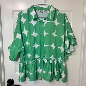 Top para mujer Umgee verde y blanco geométrico talla M - Imagen 1 de 8