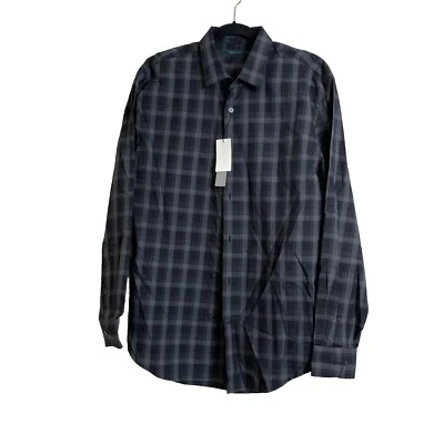 Camisa Perry Ellis Para Hombres Talla M Manga Larga Abotonada Negra Blanca Rayas Cuadros Nueva con Etiquetas Foto 1 de 3