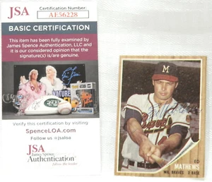 Ed Mathews Signed Autograph Auto 1962 Topps #50 Baseball Card JSA COA - Picture 1 of 5