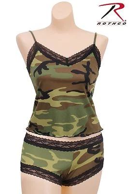 Roupa íntima lingerie feminina camuflada com acabamento em renda camuflagem floresta ou shorts meninos - Imagem 1 de 2