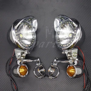 Chrome LED Driving Spot Fog lights Bar Angel Eye With Turn Signal Light Custom - Picture 1 of 8