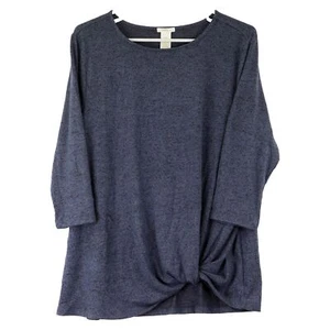 Matty M Women's 3/4 Sleeve Knot Front Top, Small, Denim (Blue) - Picture 1 of 3