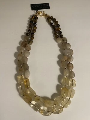 Paul & Pitü Necklace Gold Plated Naturally Tiger Eye And Citrine Double Stra - Image 1 of 4