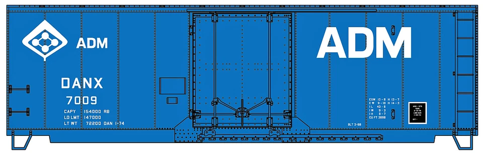 Accurail 3139 HO Archer Daniels Midland 40' Insulated Plug Door Boxcar Kit