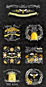 MODA FABRICS#56089 17 "HONEY&LAVENDERBeekep Gold Charcoal Panel 24" x 44"BTP - Picture 1 of 1
