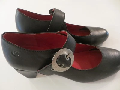 Joseph Seibel Rianna Black Leather Block Heel Strap Pumps Size 40 EU or US 9-9.5 - Image 1 of 4