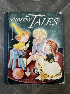 BLUE SPINE 1943 Little Golden Book #14 NURSERY TALES 1st Edition 42 pages No DJ - Foto 1 di 14