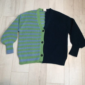 Cinq A Sept Anabella Colorblock Cardigan In Peacock sweater Size m green blue - Picture 1 of 14