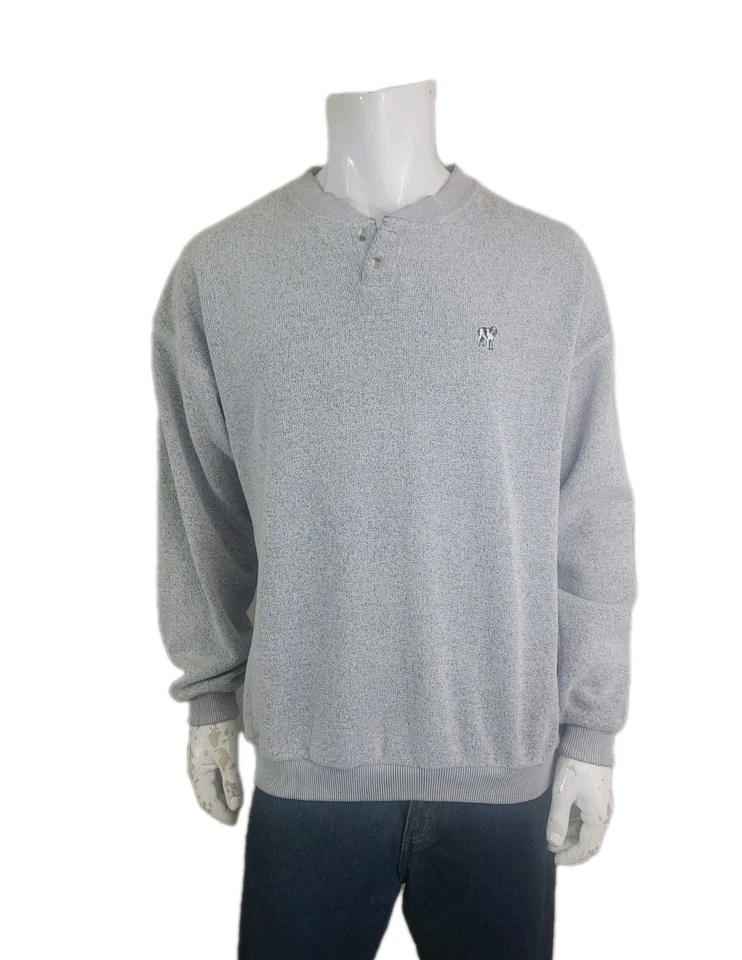Vintage Big Dogs Gray Cotton & Polyester Blend Henley Sweatshirt Men's Size XL  - Image 1 of 4