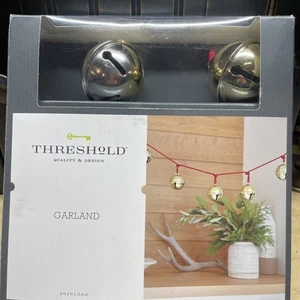 2018 Threshold Large Jingle Bell Garland 6+feet NIB On Red Rope - Picture 1 of 9