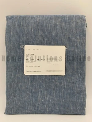 Pottery Barn Belgian Flax Linen Sheer Curtain Blue Chambray 50" x 84" #R91V - Image 1 of 2