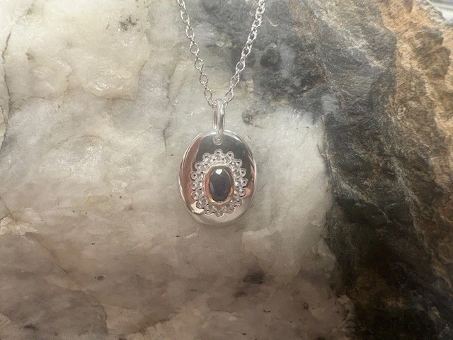 Clogau Silver & 9ct Rose Gold Princess Diana Sapphire Pendant 22" Sterling 925 - image 1 of 4