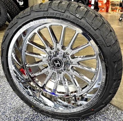 4x 24X12 Hardcore HC24 Wheels Chrome & Tires 8x6.5 RAM Chevy GMC 8x165.1 - Imagem 1 de 4