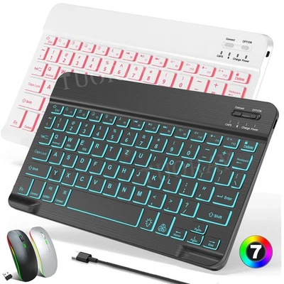 Beleuchtet Wireless Tastatur Keyboard Kabellos Für PC iPad IOS Android Windows - Bild 1 von 4