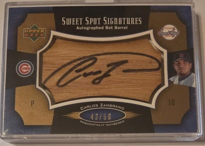Sweet Spot Signatures Carlos Zambrano 2005 Auto Cubs BAT autógrafo/50 Foto 1 de 3