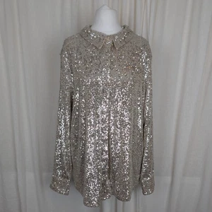 Ruth Langsford Sequin Blouse Shirt Size UK 18 Champagne Gold Christmas BNWT QVC - Picture 1 of 20