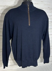 Orvis Quarter 1/4 Zip Sweater Mens Size XL Long Sleeve Blue 100% Merino Wool - Picture 1 of 15