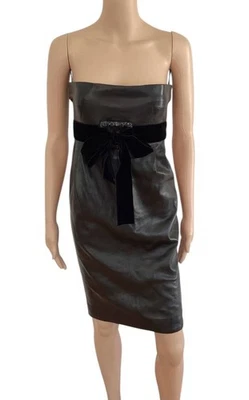 VESTIDO VALENTINO FW / 2007 CUERO SIN TIRANTES CON LAZO DE TERCIOPELO TALLA 2 Foto 1 de 4