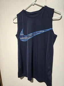 NIke Dri Fit Active Tank Top Women Large Navy Swoosh Sleeveless Running - Picture 1 of 5