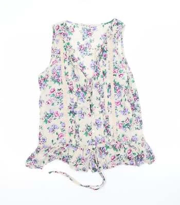 Peacocks Womens Beige Cotton Blend Tank Size 10 - Image 1 of 4