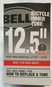 BELL BICYCLE INNER TUBE 12.5" X 1.75"- 2.25" TIRE KIDS BIKES STANDARD VALVE NIB - Picture 1 of 4