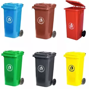 Outdoor Wheelie Bin Trash Can Large 100L 120L EN840 Rubbish Waste Dustbin - Afbeelding 1 van 35