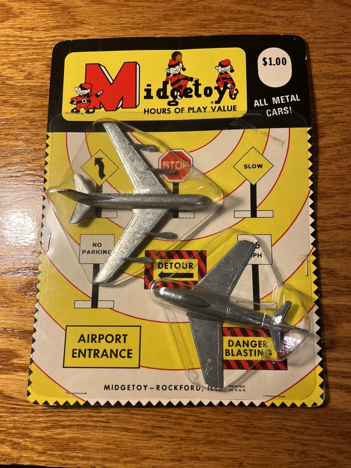 JUEGO AEROPUERTO Midgetoy 2 Jet Nuevo En Paquete Percha Estante Foto 1 de 4