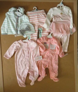 Lot of Carter Cloud Island Clothes 0-3 Months Baby Girl 2 Piece Sets Little Sis - Picture 1 of 12