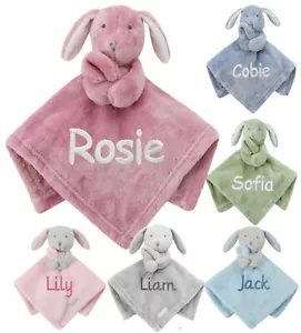 Personalised Baby Comforter Boy Girl Blanket Bunny Novelty Baby Gift Blankie - Picture 1 of 13