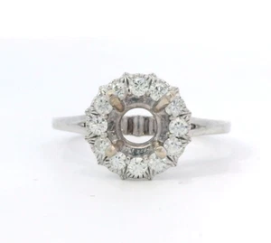 Hearts on Fire 18k Wht Gold Diamond 5.6-6.8mm Round Diamond Semi-Mount Halo Ring - Picture 1 of 6
