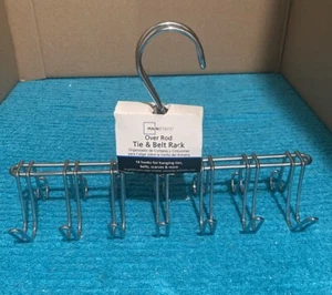 Mainstays Over The Door Tie & Belt Rack Silver 14 Hooks NEW - Picture 1 of 6