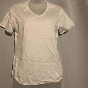 Camiseta para mujer azul limón esencial calce relajado manga corta cuello en V blanca talla Xs - Imagen 1 de 5