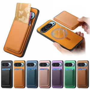 For Google Pixel 9 Pro XL PU Leather Case Removable Magnetic Credit Card Holder - Picture 1 of 46