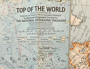 Top Of The World 1965 National Geographic Map 25" x 19" Fold Out Poster - Picture 1 of 3