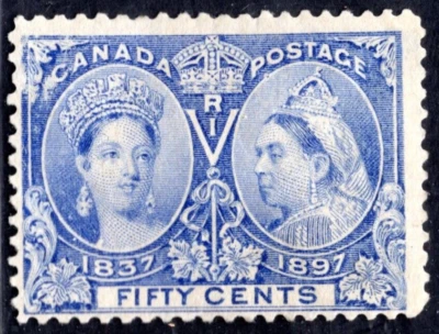 CANADA 1897 FIFTY CENTS JUBILEE SC. #80 MINT LIGHT HINGE - Image 1 of 2