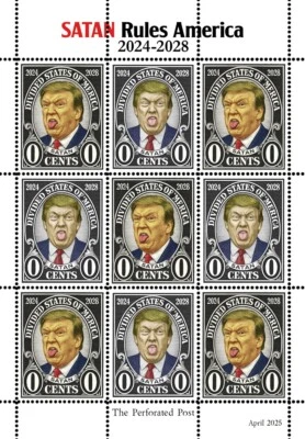Trump - SATANÁS (2024-2028) - Estampillas artísticas (sello de artista, franqueo sintético, REPRO) ¡RESISTE! - Imagen 1 de 2