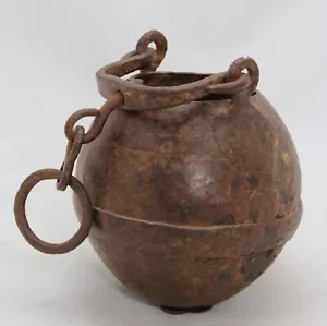 antik mittelalterlich 14. 15. Jh. Schmiedeeisen Kessel - Kochtopf, Körper: 14 cm/5,5" - Bild 1 von 10