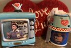 I Love Lucy Vitameatavegamin Talking TV Cookie Jar + Candle + Pillow Bundle !
