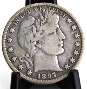 1897 Barber Half Dollar in Fine Condition - 90% Silver - Free Shipping (412) - Picture 1 of 2