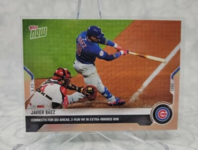 2021 TOPPS NOW #266 JAVIER BAEZ CHICAGO CUBS GO AHEAD 2 RUN HOME RUN IN EXTRA - Image 1 of 2