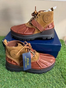 Polo Ralph Lauren Oslo Low Brown Leather Waterproof Lug Sole Boots Mens 10.5 NEW - Bild 1 von 8