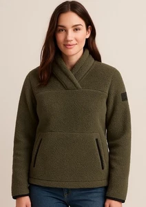 THE NORTH FACE Women's Pullover Sherpa Fleece Sweater Forest Green Size Large - Picture 1 of 11
