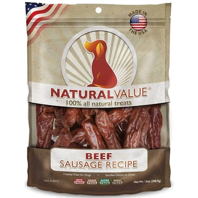 Loving Pets Natural Value Beef Sausages Soft Jerky Dog Treats For Large & Small - Image 1 of 4
