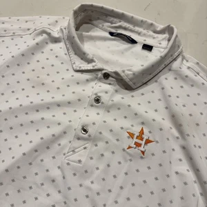Cutter And Buck Polo Shirt Mens 3XB White Astros Logo Performance Snow Flakes - Picture 1 of 9