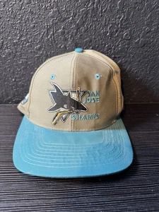 VTG San Jose Sharks Hat Embroidered Logo Snapback Cap 2 Tone NHL Licensed 90s - Picture 1 of 3