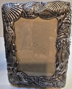 Muschel Zinnrahmen Arthur Court 1987 4x6 Ozean Muscheln - Bild 1 von 6