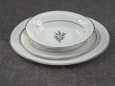 Platos para servir platos de verduras Royal Chatham Fine China Silver Wheat de 3 piezas Foto 1 de 4