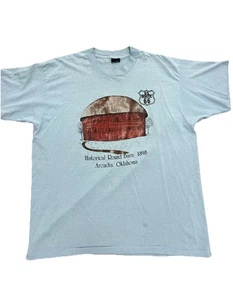 Vintage Old Round Barn Arcadia Oklahoma T shirt Adult XXL Blue Route 66 - Picture 1 of 10